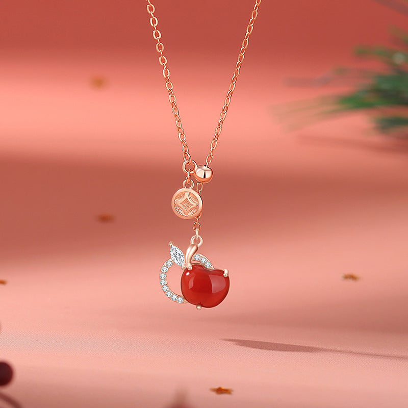 Fortune & Peace Rose Gold Apple Necklace - FateCord