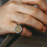 Yggdrasil Guardian Ring – Sterling Silver, Gold & Sapphire