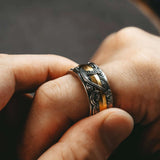 Yggdrasil Guardian Ring – Sterling Silver, Gold & Sapphire