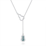 [Necklace] Natural Tourmaline & Blue Crystal Necklace - S925 Silver Elegance