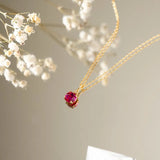 [Necklace] Spring Splendor - Golden 925 Silver Ruby Necklace