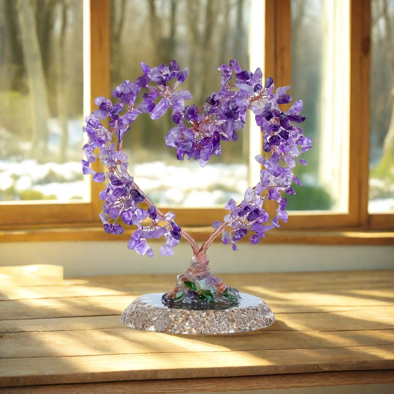 Love & Peace Heart-Shaped Amethyst Feng Shui Tree