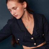 [Necklace] Bai Baihe Amazonite Necklace - 18K Gold Luxury Clavicle Chain
