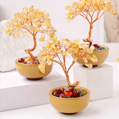 Citrine Crystal Tree with Agate Bowl Base