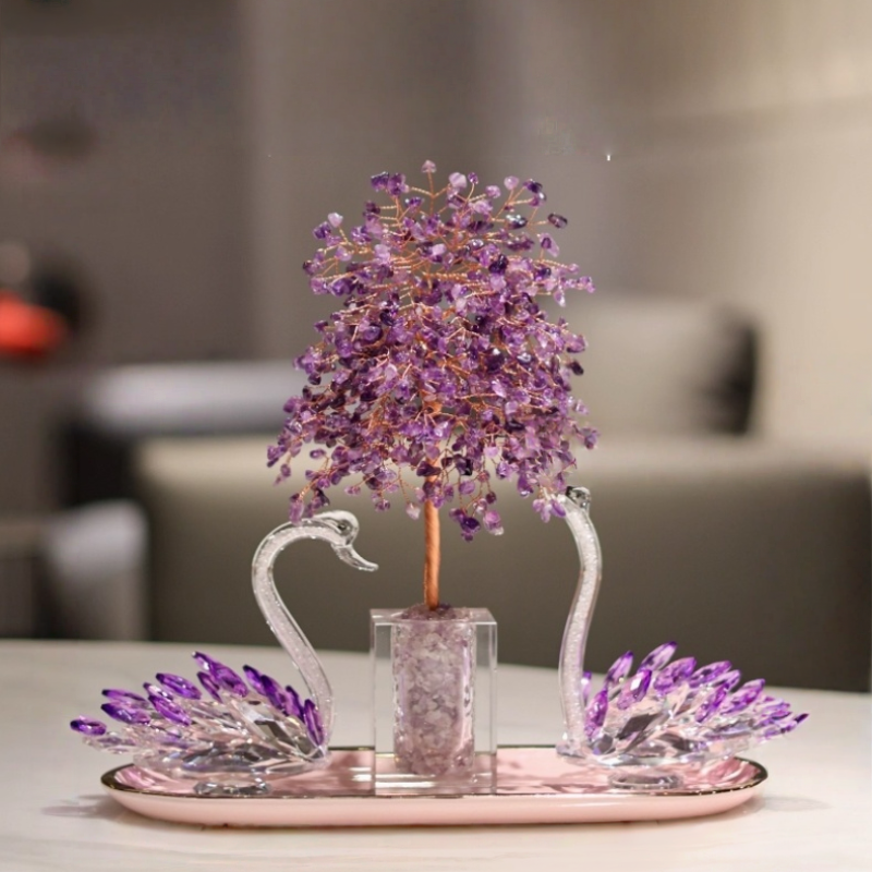 Amethyst Swan Feng Decor Shui Tree