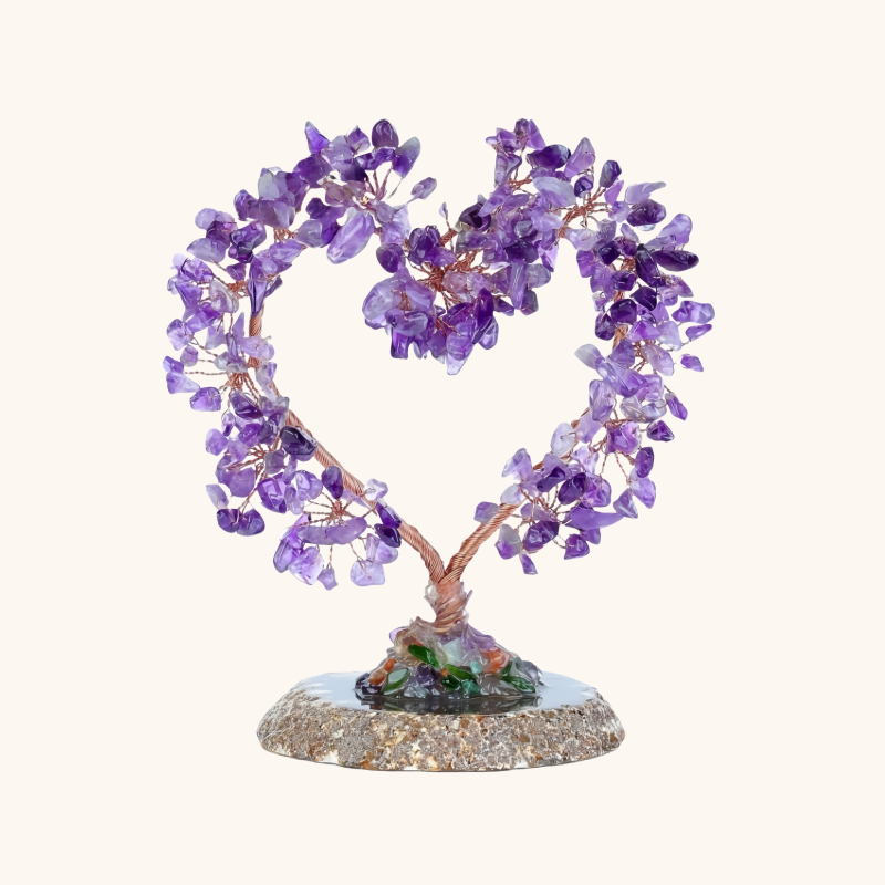 Love & Peace Heart-Shaped Amethyst Feng Shui Tree