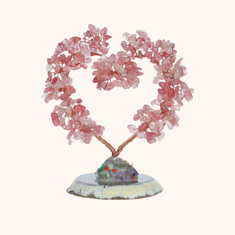 Love & Joy Strawberry Quartz Heart Feng Shui Tree