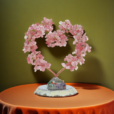 Love & Joy Strawberry Quartz Heart Feng Shui Tree