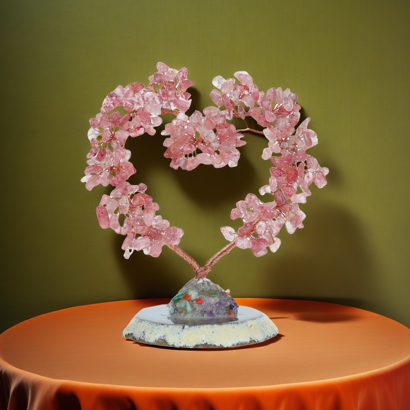 Love & Joy Strawberry Quartz Heart Feng Shui Tree