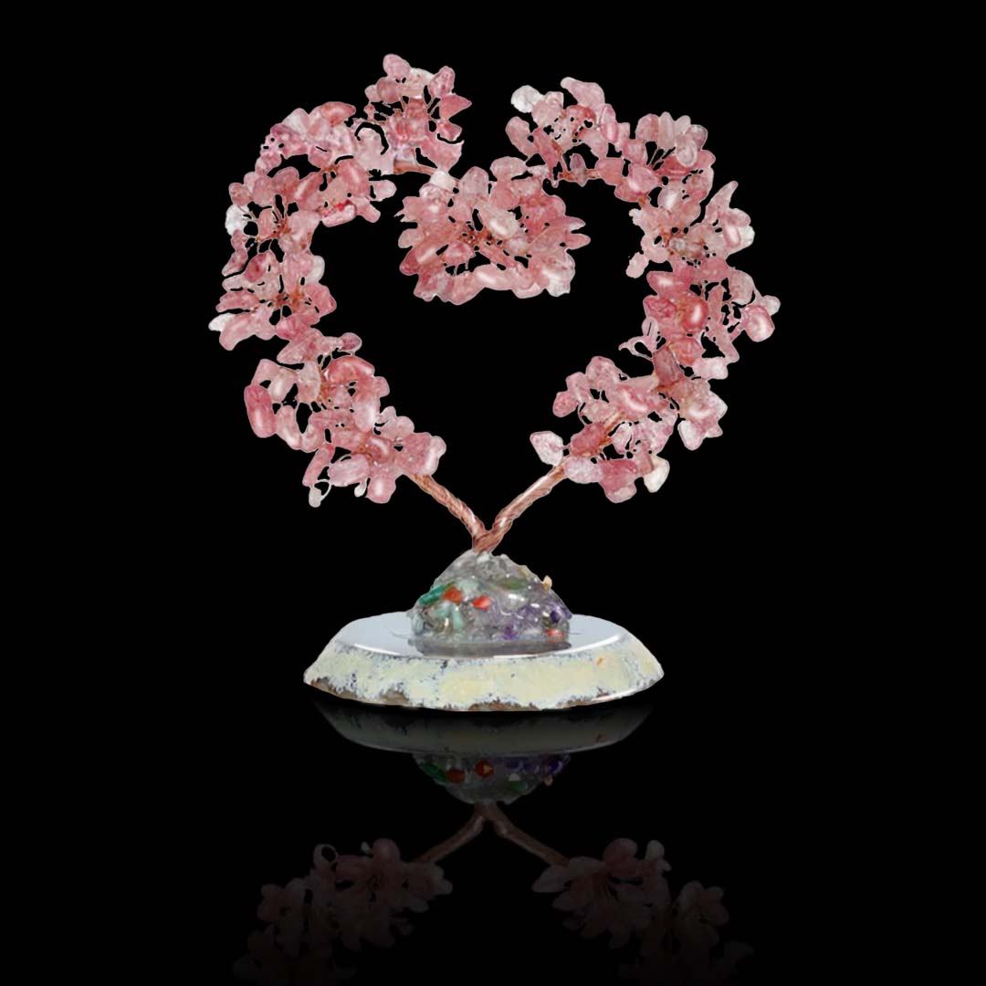 Love & Joy Strawberry Quartz Heart Feng Shui Tree