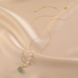 [Necklace] Natural Hetian Jade Pearl Necklace - 14K Gold