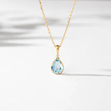 [Necklace] Venus Tears - 14K Gold Blue Topaz Jewelry
