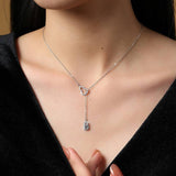 [Necklace] Natural Tourmaline & Blue Crystal Necklace - S925 Silver Elegance