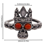 S925 Silver Skull Red Agate Vintage Ring