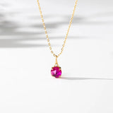 [Necklace] Spring Splendor - Golden 925 Silver Ruby Necklace