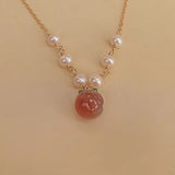 [Necklace] Natural Nanhong Agate Peach Necklace