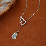 [Necklace] Natural Tourmaline & Blue Crystal Necklace - S925 Silver Elegance