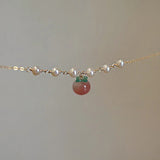 [Necklace] Natural Nanhong Agate Peach Necklace