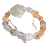 [Fox Fairy] Yellow Tower Crystal (Yellow Aseit) & Citrine Crystal Cultivation Nine-Tailed Fox Bracelet