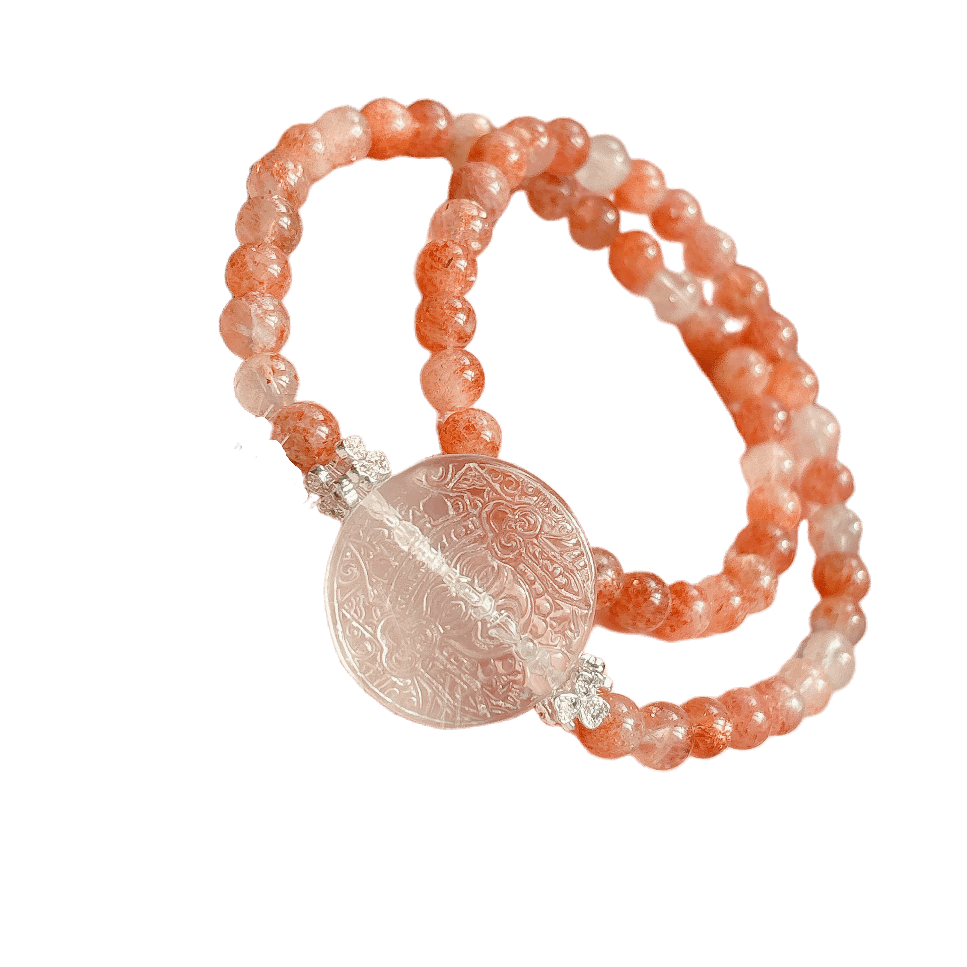 [Fox Fairy] Arusha Beryl & Sunstone & White Crystal Supreme Wealth God Zakiram Bracelet