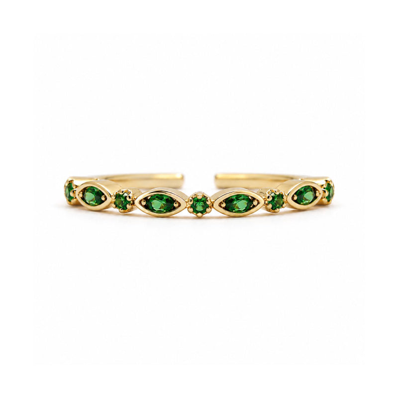 Fourfold Gaze Emerald Open Ring