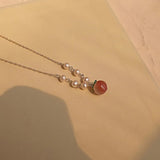 [Necklace] Natural Nanhong Agate Peach Necklace