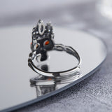S925 Silver Skull Red Agate Vintage Ring