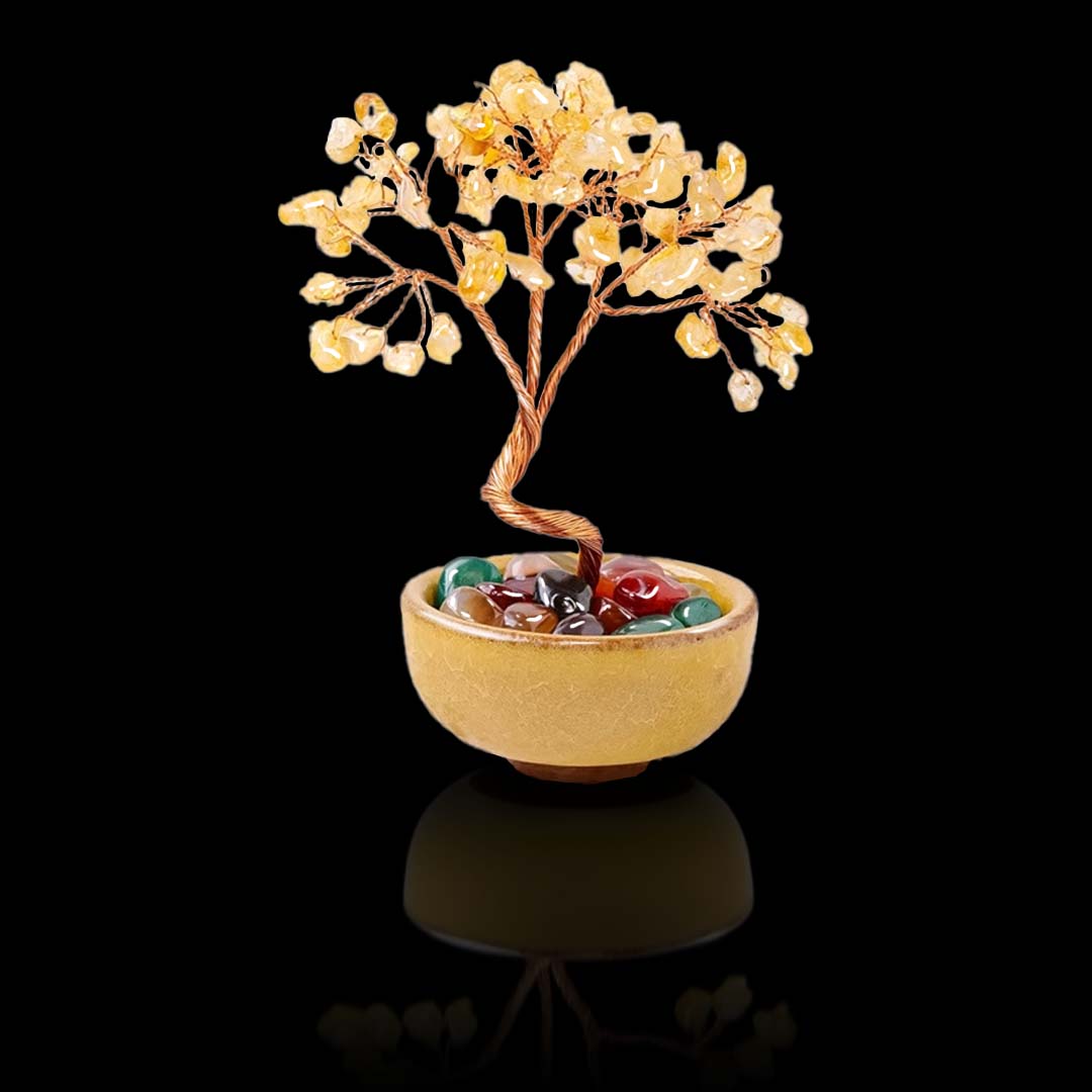 Citrine Crystal Tree with Agate Bowl Base