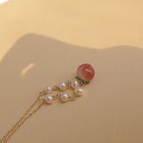 [Necklace] Natural Nanhong Agate Peach Necklace