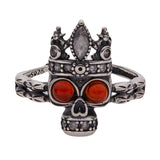 S925 Silver Skull Red Agate Vintage Ring