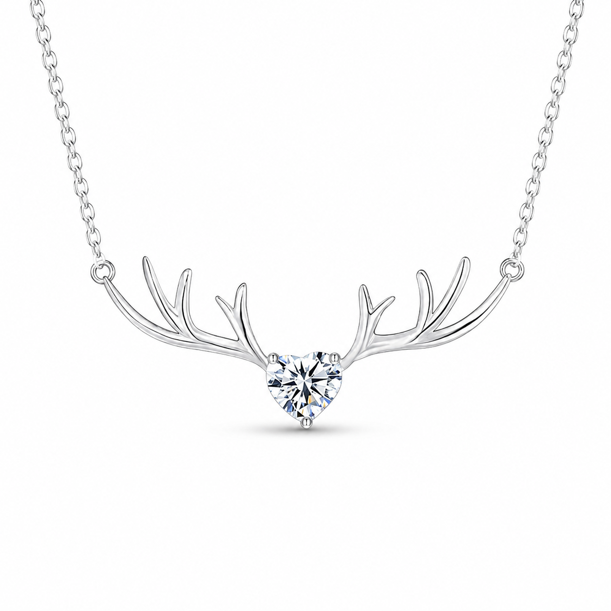 Crystal Antler Heart Necklace