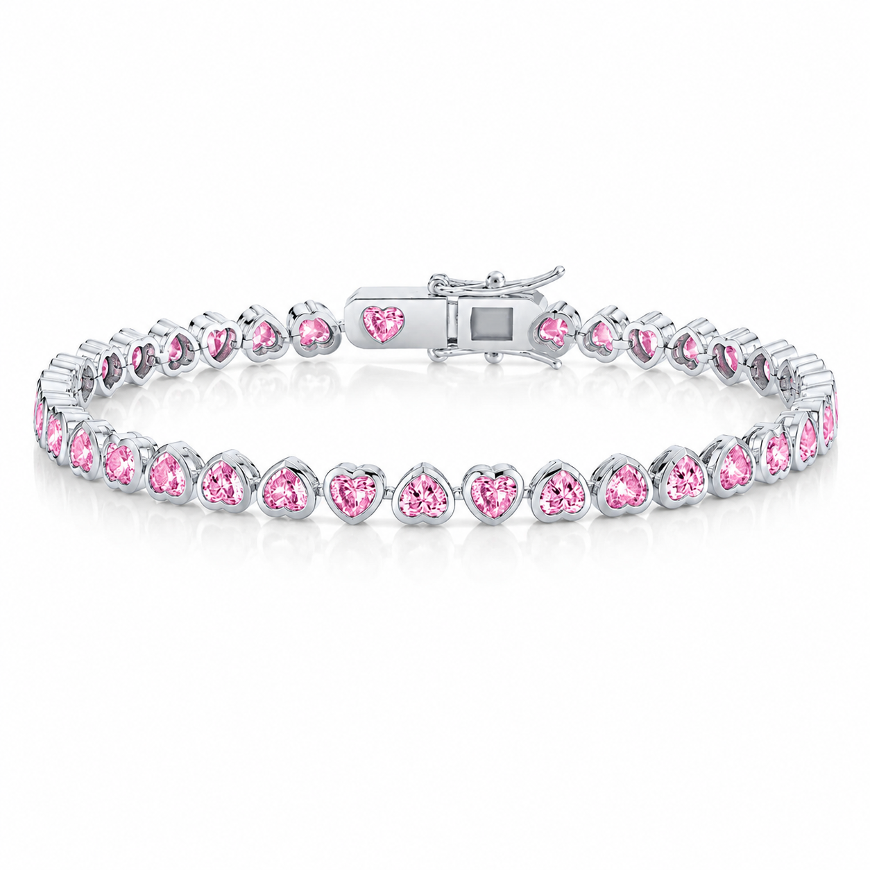 Pink Heart Tennis Bracelet