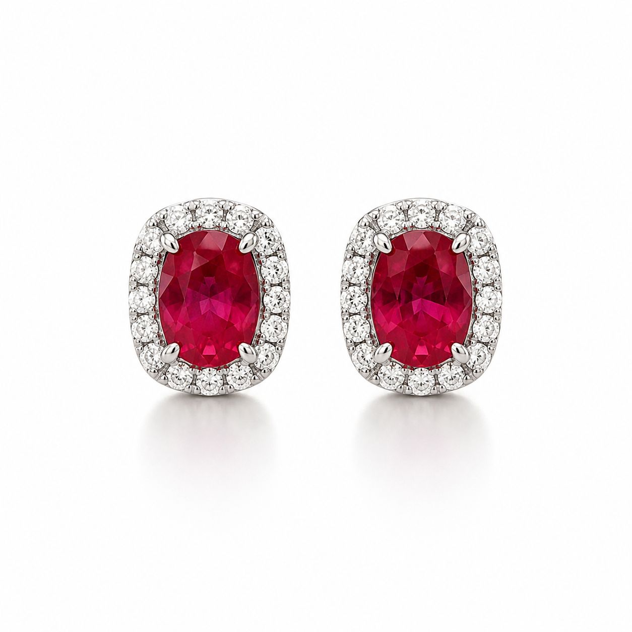 Ruby Halo Stud Earrings