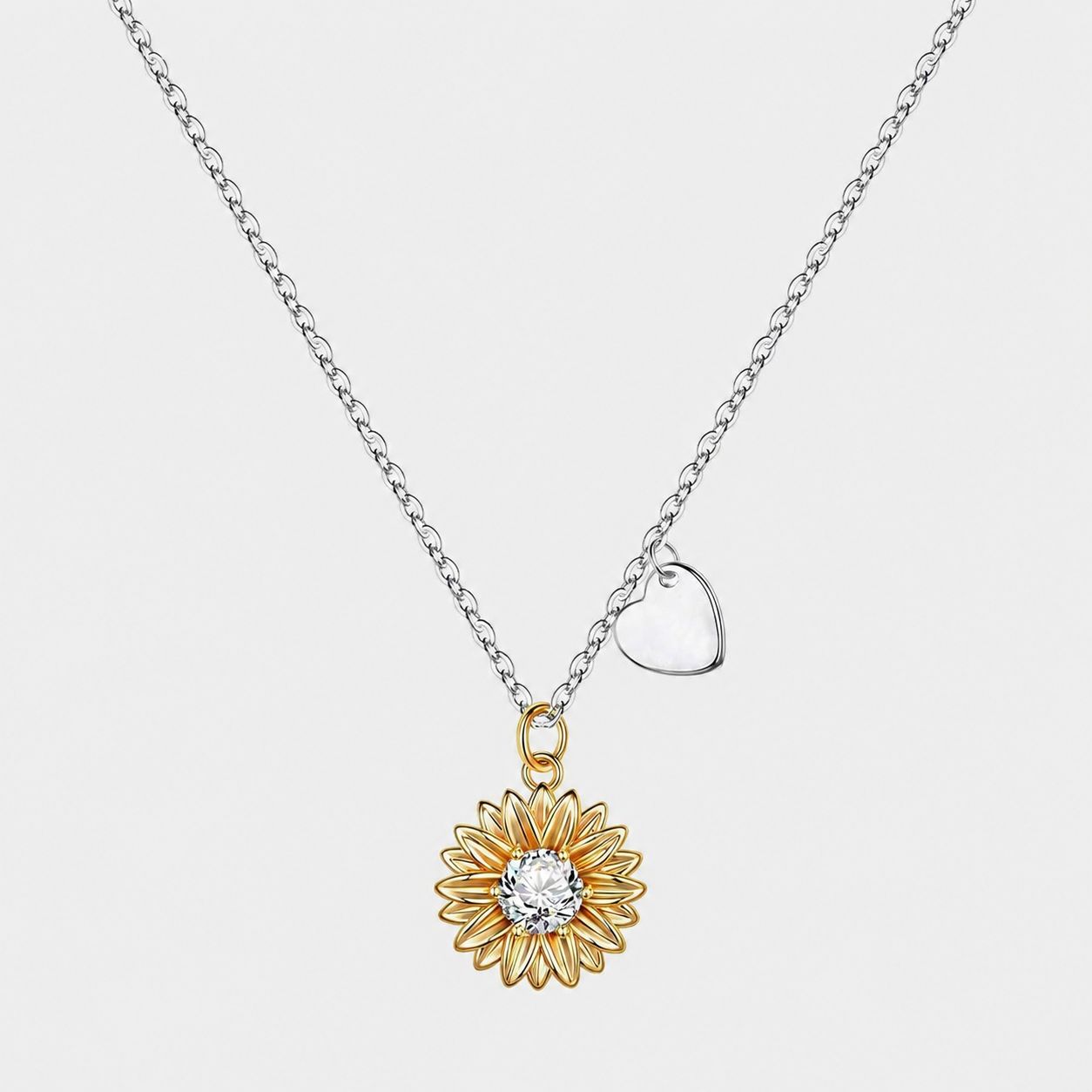 Personalized Sunflower Necklace for Women – Initial Pendant