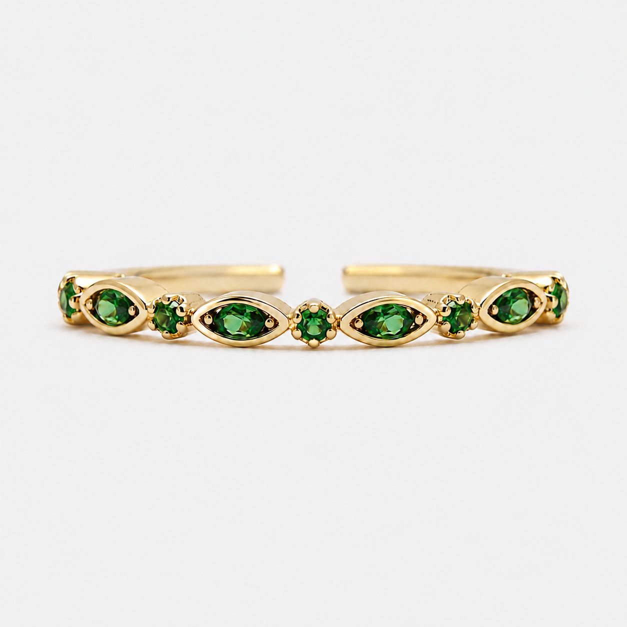 Fourfold Gaze Emerald Open Ring