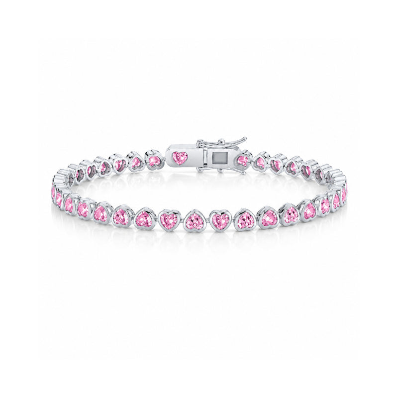 Pink Heart Tennis Bracelet