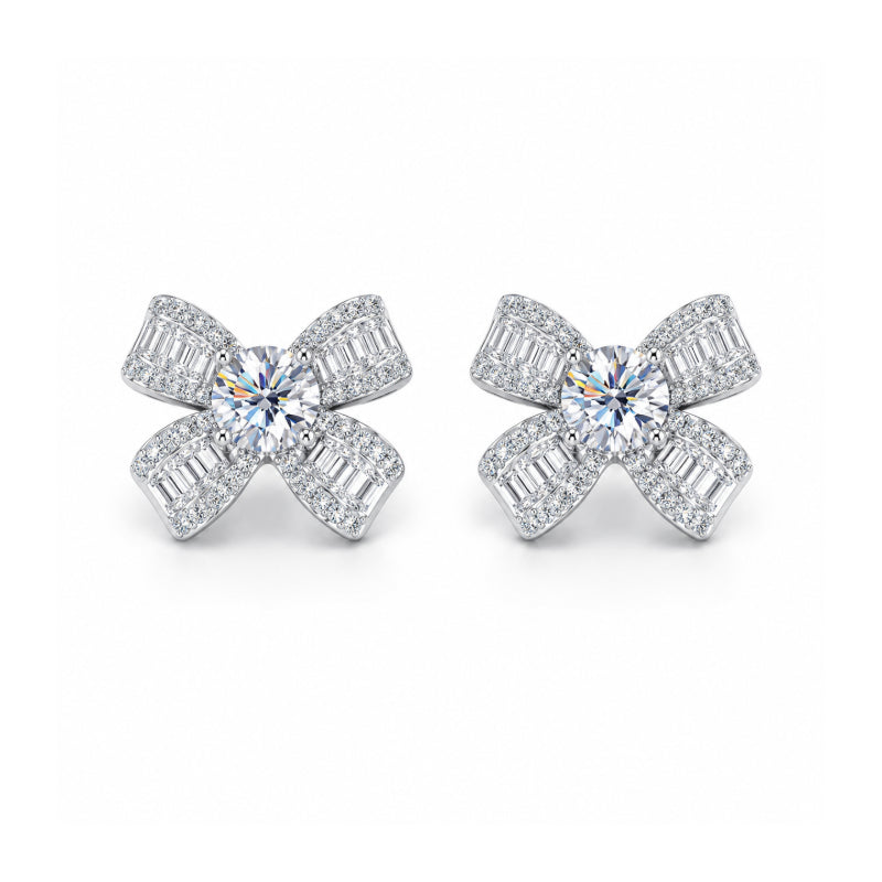 Diamond Bow Stud Earrings