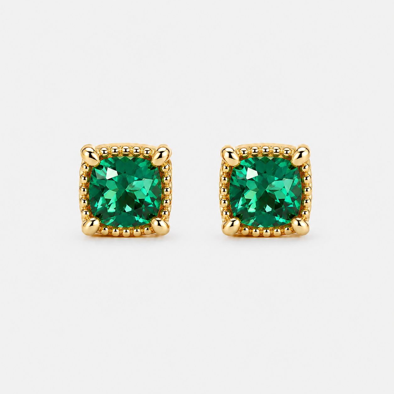 Emerald Square Stud Earrings