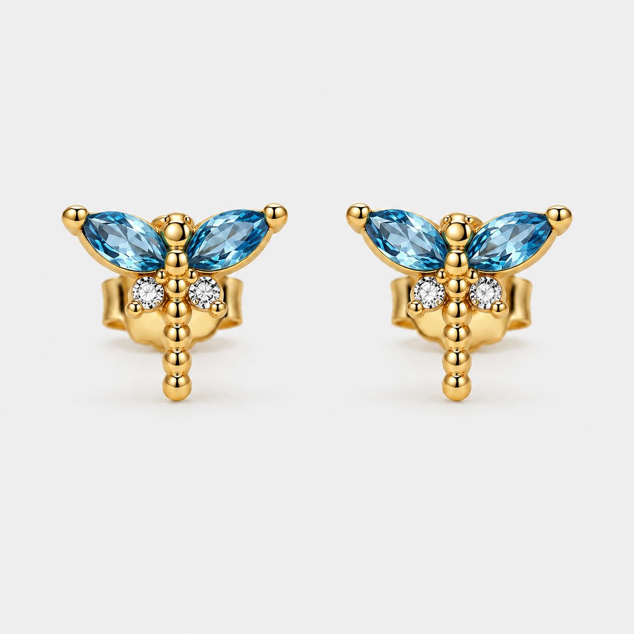 Blue Dragonfly Stud Earrings