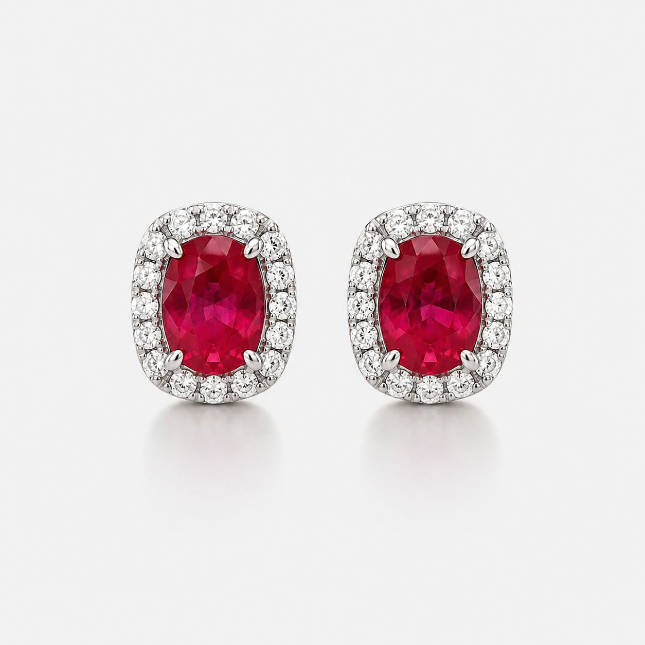 Ruby Halo Stud Earrings