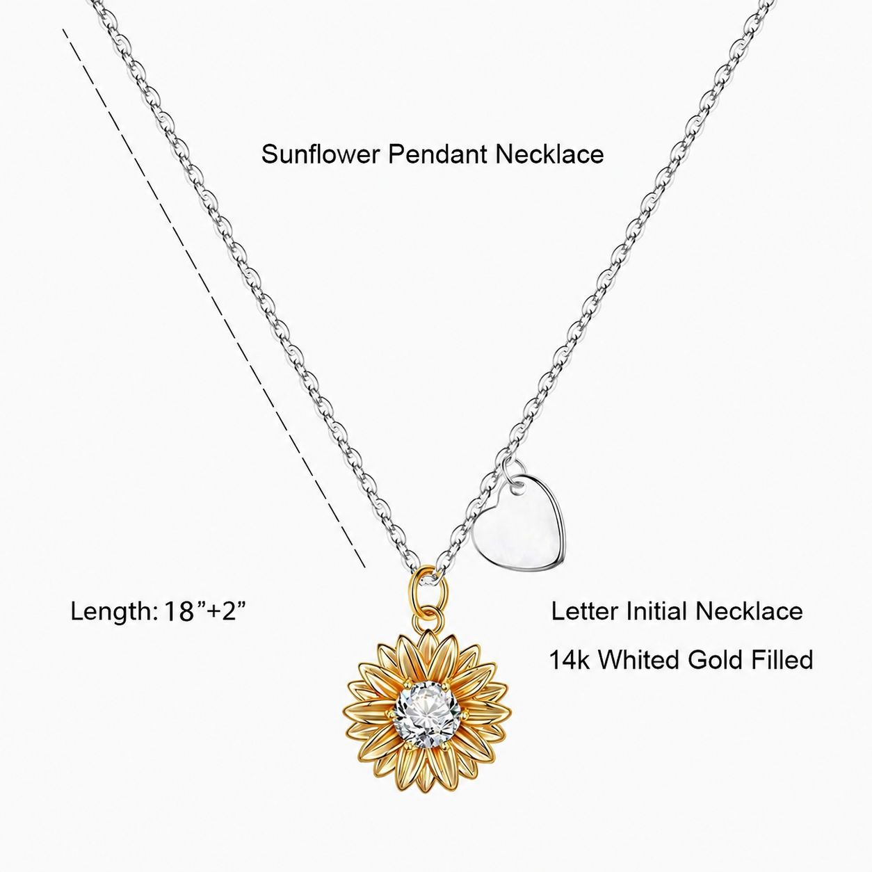 Personalized Sunflower Necklace for Women – Initial Pendant
