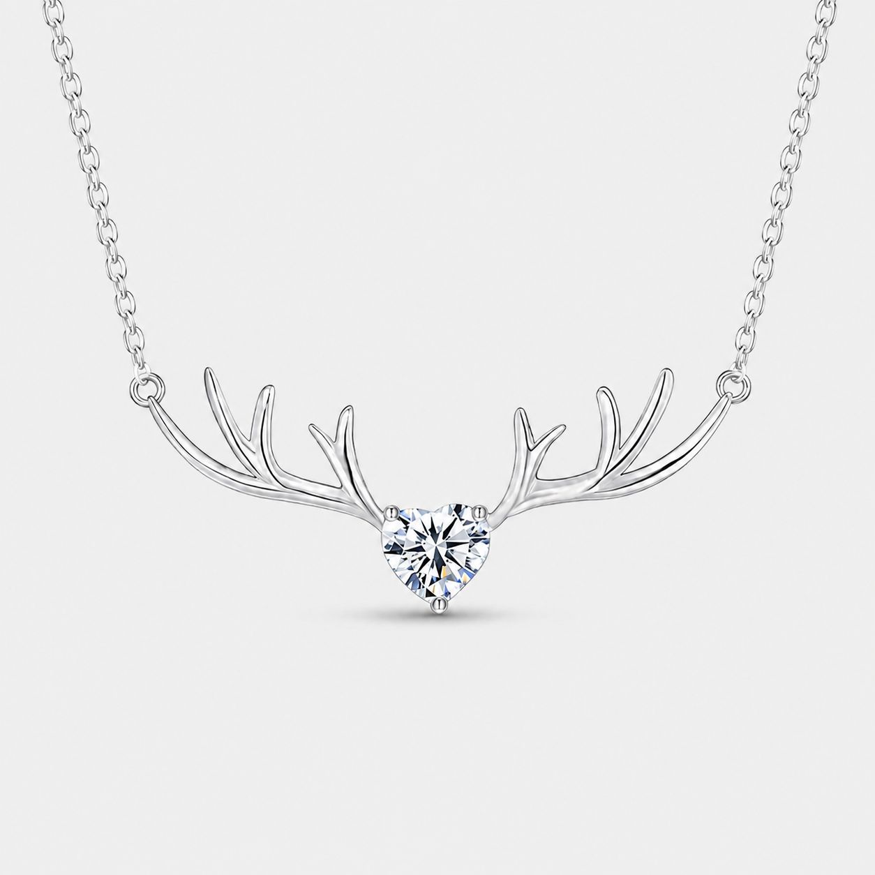 Crystal Antler Heart Necklace
