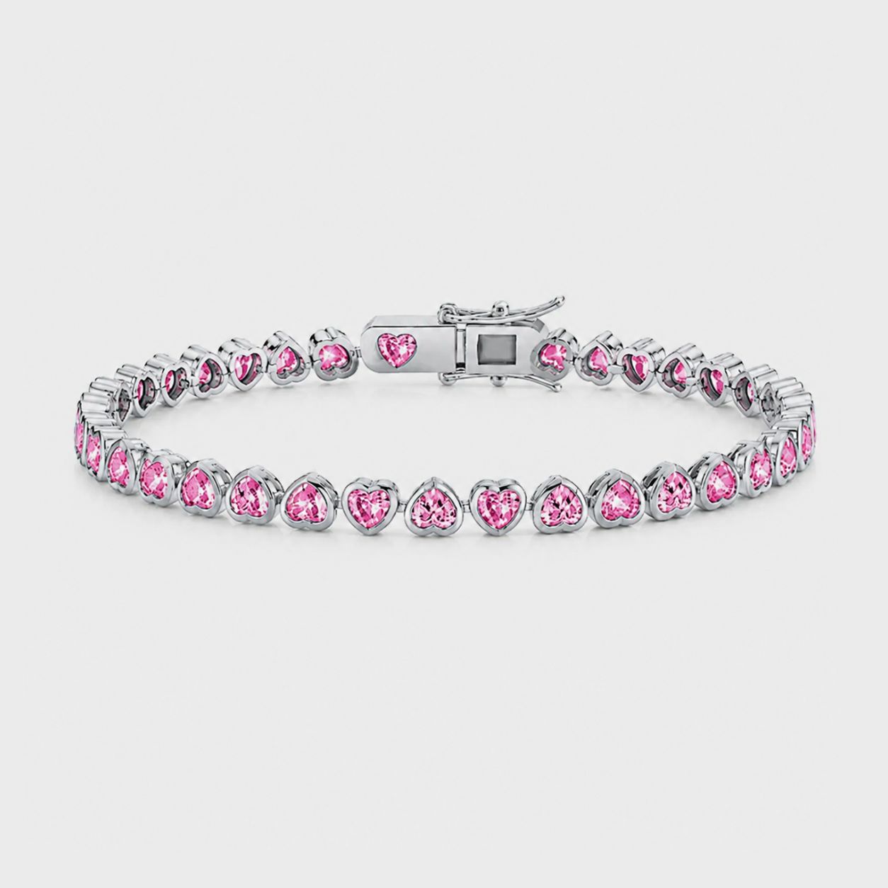 Pink Heart Tennis Bracelet