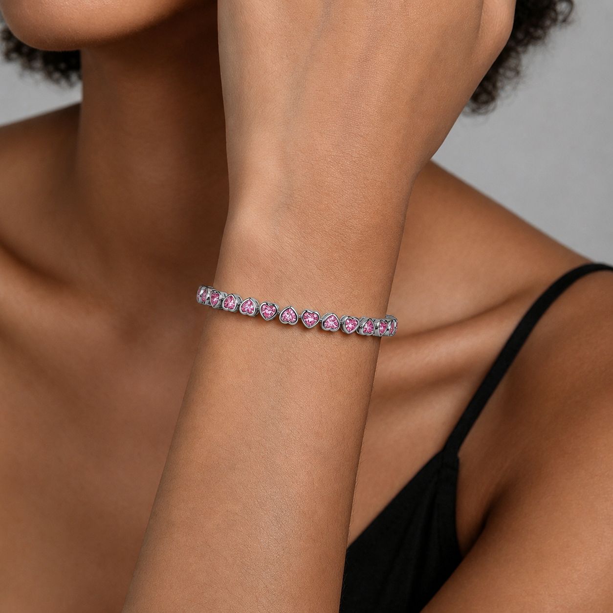 Pink Heart Tennis Bracelet