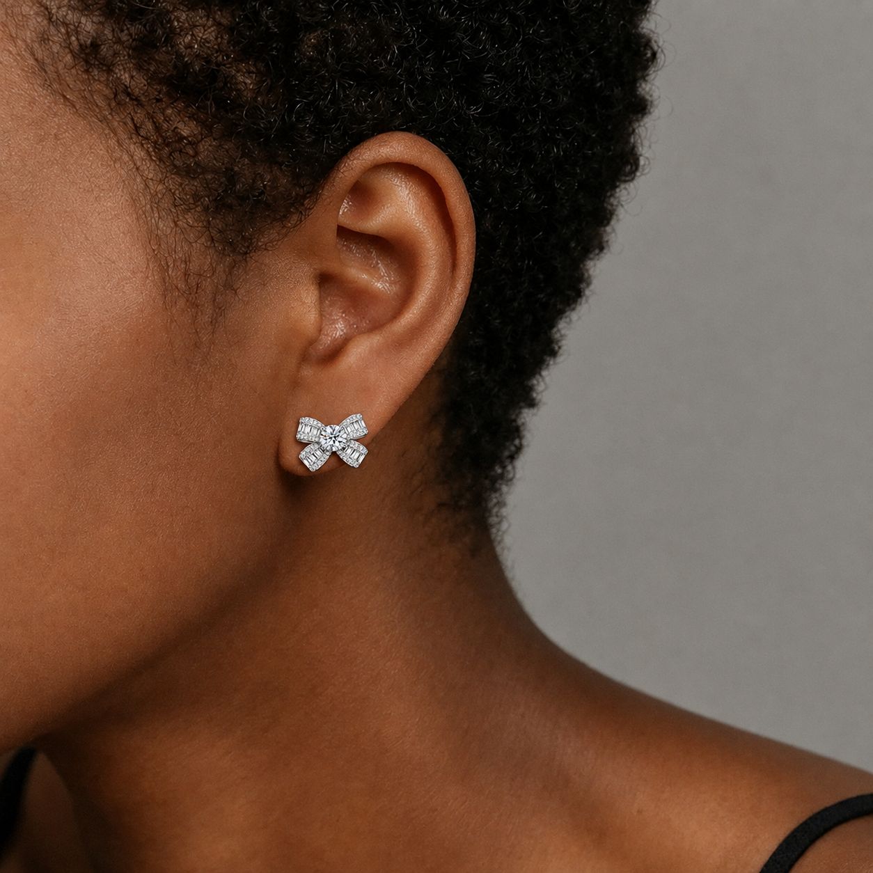 Diamond Bow Stud Earrings