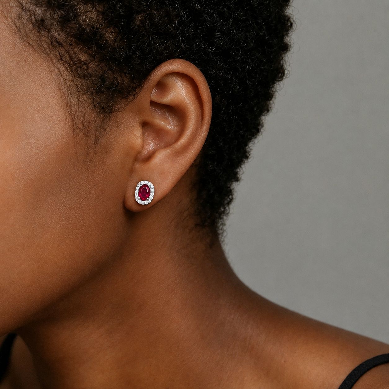 Ruby Halo Stud Earrings