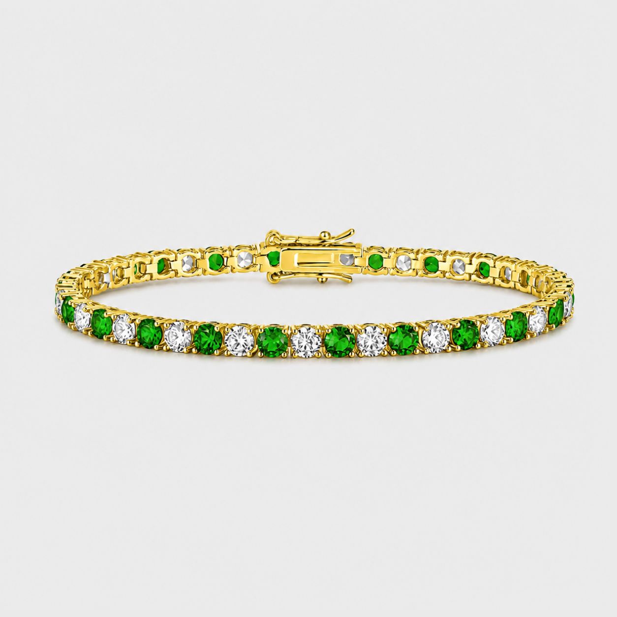 Emerald Gold Tennis Bracelet