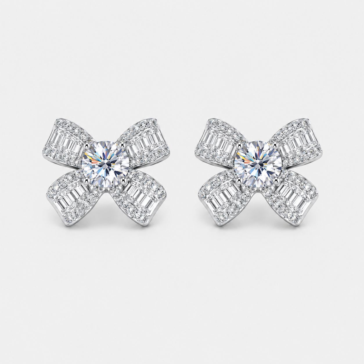 Diamond Bow Stud Earrings