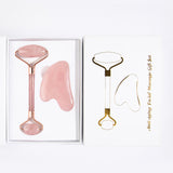 Rose Quartz Gua Sha Set – Face Roller & Massage Tool