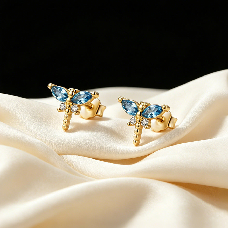Blue Dragonfly Stud Earrings
